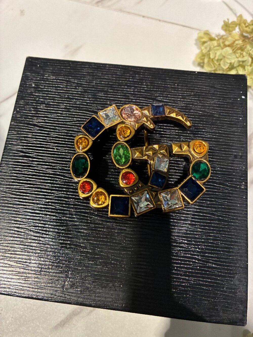 GG multi-colored stone belt buckle